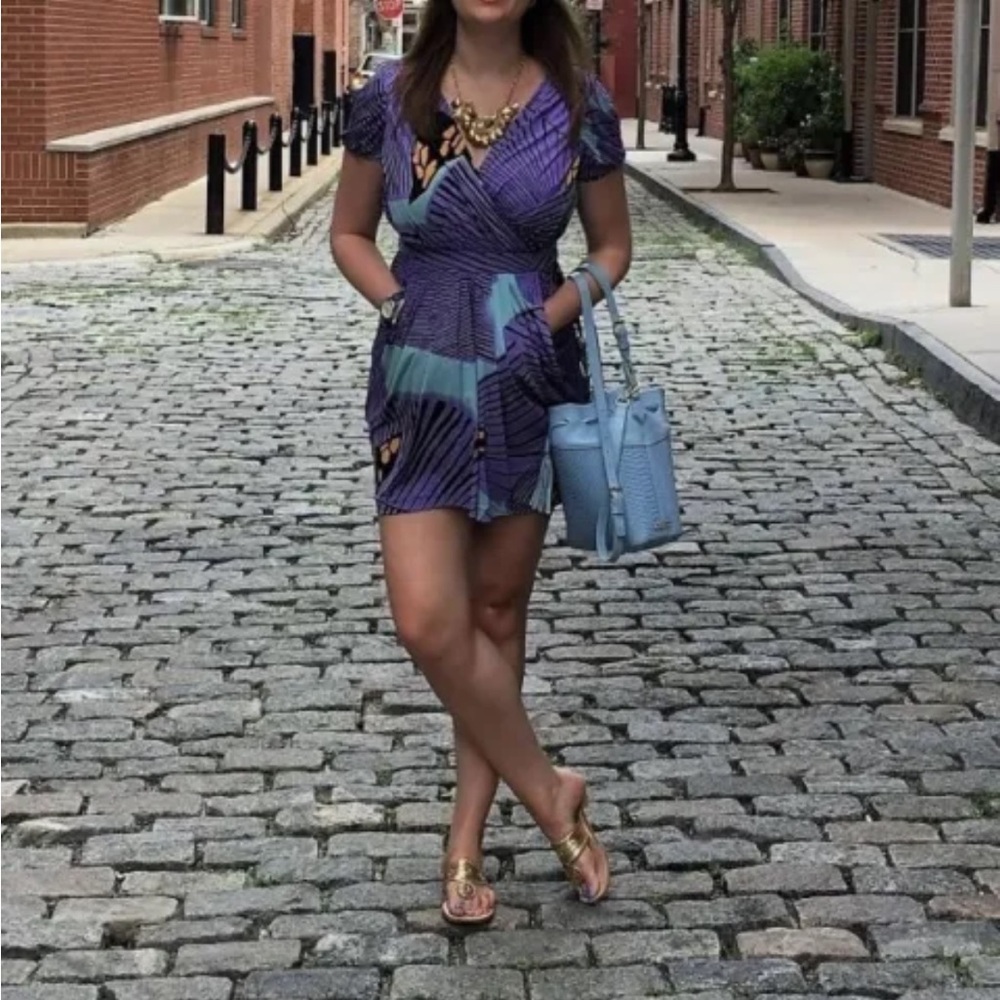 Tibi Graphic Print Short Sleeve Dress - size 12